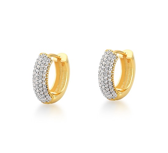 Brinco argola media pave zirconia cristal. 9mm. 150921